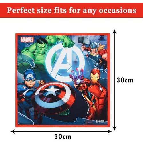 Kuber Industries Marvel Avenger Team Handkerchiefs | Cotton Rumal For Boys & Girls | Multicolor Pack Of 6