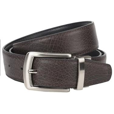 Urbanmark Reversible Faux Leather Tex Black/Brown Belt For Men