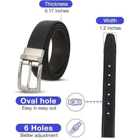 Urbanmark Reversible Faux Leather Tex Black/Brown Belt For Men