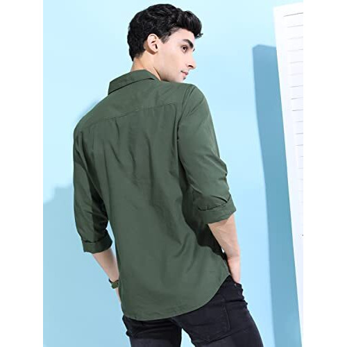 Ketch Cotton Men's Slim Fit Shirt (Khsh001033_Green Xl)