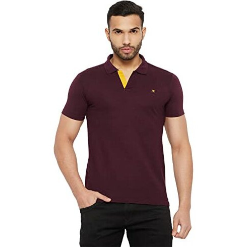 Duke Stardust Men Half Sleeve Polo Neck Cotton T-Shirt (Lf5400_Potent Purple_L)