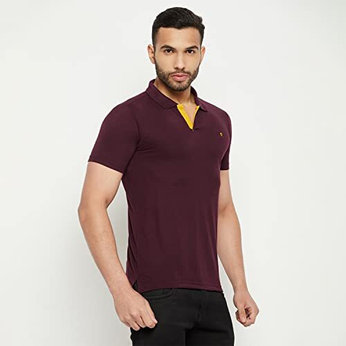 Duke Stardust Men Half Sleeve Polo Neck Cotton T-Shirt (Lf5400_Potent Purple_L)