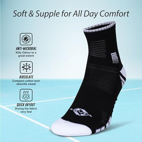 Nivia Badminton Court Bamboo Performance Socks High Ankle-Black (Free Size)