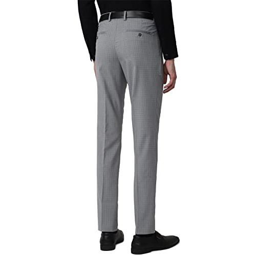 Peter England Men's Textured Everyday Signature Neo-Slim Fit Formal Mid Rise Trouser Light Grey, 34