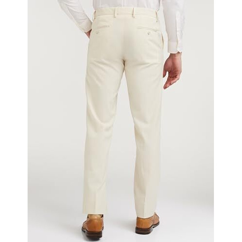 Peter England Men's Slim Fit Solid Formal Trouser Off White
