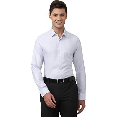 Peter England Men's Solid Slim Fit Shirt (Pesfoslpe40563_Size(40) Blue