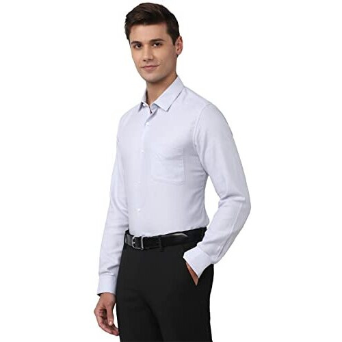 Peter England Men's Solid Slim Fit Shirt (Pesfoslpe40563_Size(40) Blue