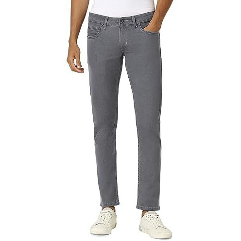 Peter England Men's Mid Wash Stretchable Mid Rise Jeans Navy Blue, 32