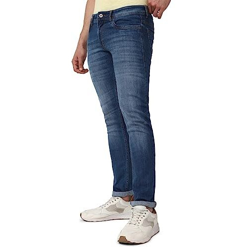 Peter England Men's Mid Wash Stretchable Jeans Medium Blue
