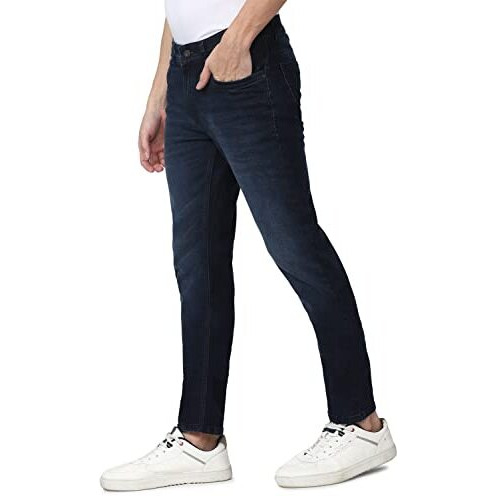 Peter England Men's Mid Wash Stretchable Mid Rise Jeans Dark Navy, 30