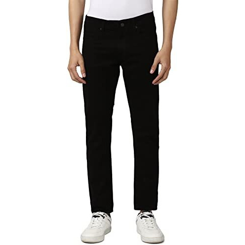 Peter England Men's Clean Wash Stretchable Black Jeans
