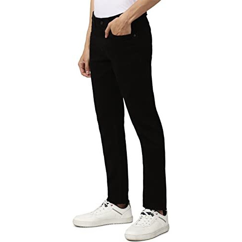 Peter England Men's Clean Wash Stretchable Black Jeans