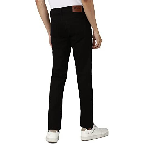 Peter England Men's Clean Wash Stretchable Black Jeans