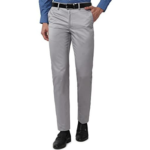 Peter England Men's Slim Casual Pants (Pctfcslbo77747_Light Grey