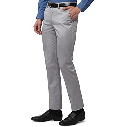 Peter England Men's Slim Casual Pants (Pctfcslbo77747_Light Grey