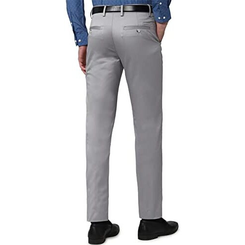 Peter England Men's Slim Casual Pants (Pctfcslbo77747_Light Grey
