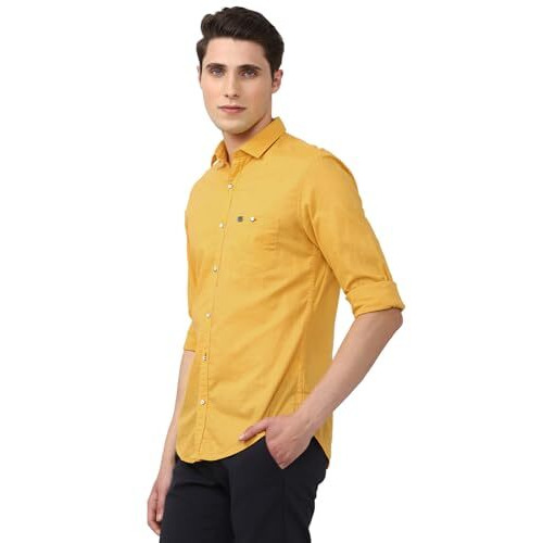 Peter England Men's Slim Fit Shirt (Pjsfpsspg56224_Yellow