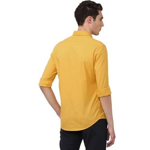 Peter England Men's Slim Fit Shirt (Pjsfpsspg56224_Yellow