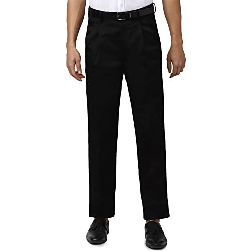 Peter England Men's Regular Casual Pants (Pctpcsmbm74426_Black