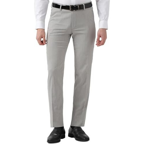 Peter England Men's Slim Work Utility Pants (Petfwnspy95500_Grey