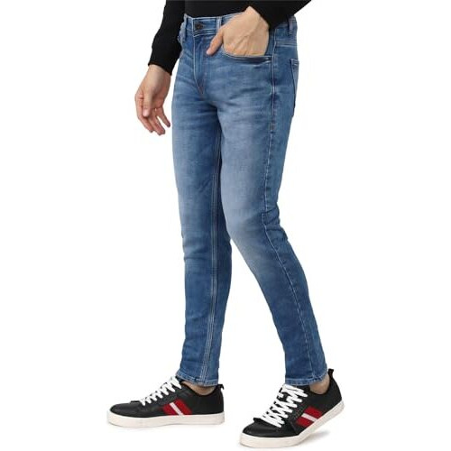 Peter England Men's Slim Jeans (Pjdnastfl47569_Blue, Mid Rise, 32