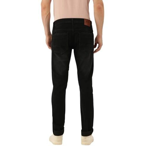 Peter England Men's Premium Skinny Fit Stretchable Mid Rise Jeans, 34 Dark Navy