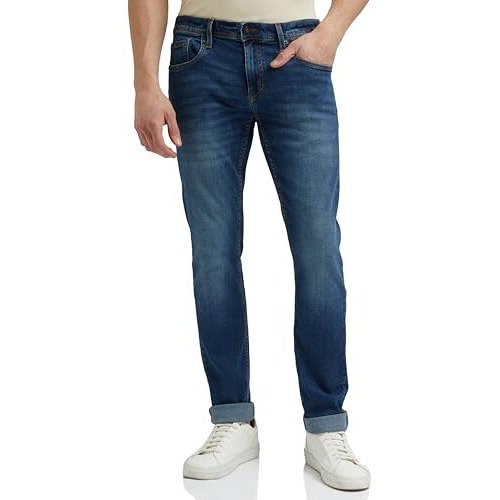 Peter England Men's Premium Skinny Fit Mid Rise Stretchable Jeans Navy, 38