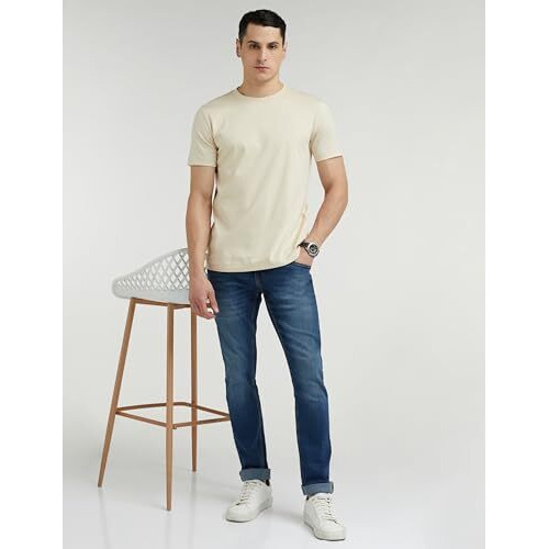 Peter England Men's Premium Skinny Fit Mid Rise Stretchable Jeans Navy, 38