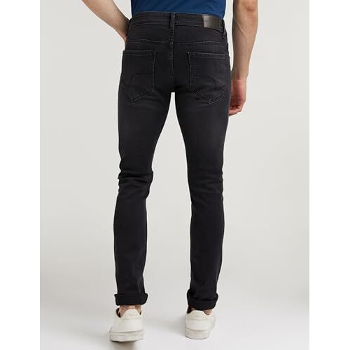 Peter England Men's Premium Skinny Fit Stretchable Mid Rise Jeans Black, 30