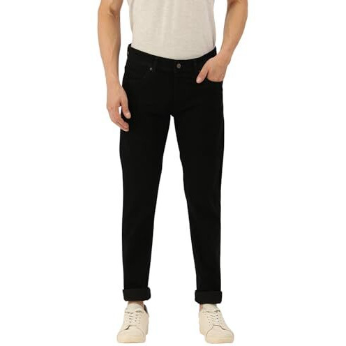 Peter England Men's Neo-Slim Fit Mid Rise Stretchable Jeans Deep Navy