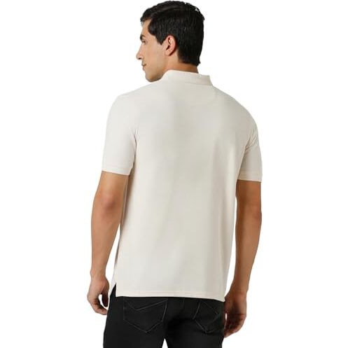 Peter England Men's Regular Fit T-Shirt (Pckpsrgf357812_Cream