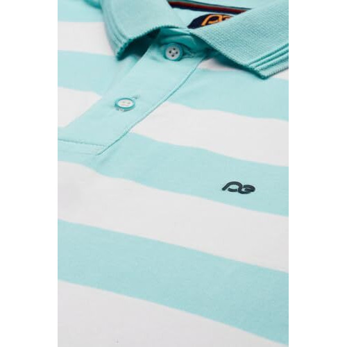Peter England Men's Striper Polo T-Shirt Light Blue