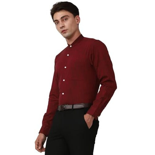 Peter England Men's Slim Fit Shirt (Pesfwslpd76807_Size(40) Maroon