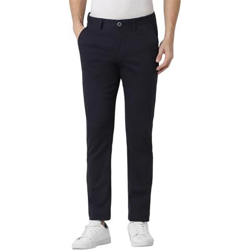 Peter England Men's Slim Casual Pants (Pctfsslfk97952_Size(92) Navy