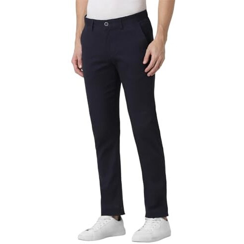 Peter England Men's Slim Casual Pants (Pctfsslfk97952_Size(92) Navy