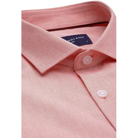 Peter England Men's Classic Textured Slim Fit Full Sleeve Shirt | Wonder Fabric | Cotton Rich | Premium Dobby Peach, 42