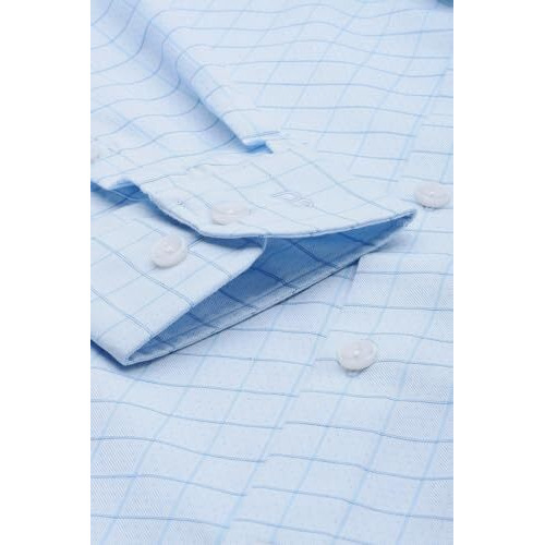 Peter England Men's Dobby Slim Fit Full Sleeve Formal Shirt Light Blue