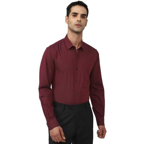 Peter England Men's Slim Fit Shirt (Pesfoslpw80616_Maroon