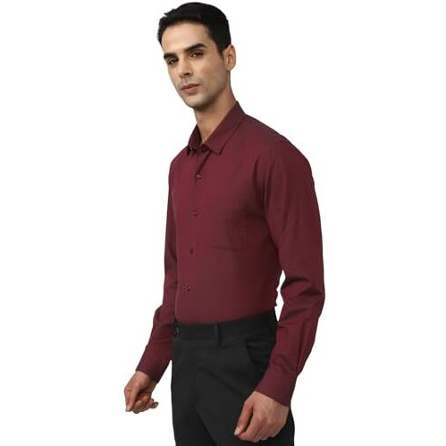 Peter England Men's Slim Fit Shirt (Pesfoslpw80616_Maroon