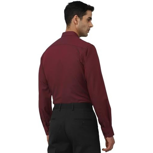 Peter England Men's Slim Fit Shirt (Pesfoslpw80616_Maroon