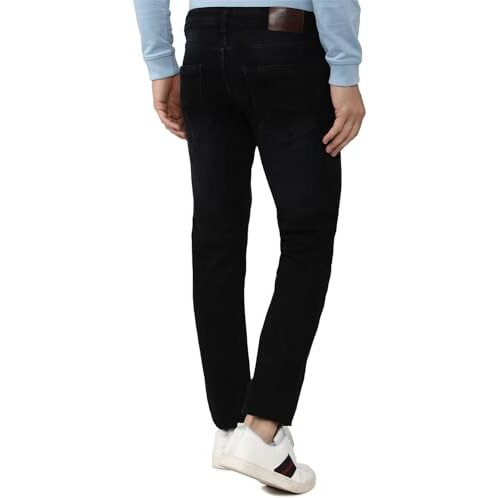 Peter England Men's Straight Mid Rise Jeans (Pjdnastf072398_Black, 34
