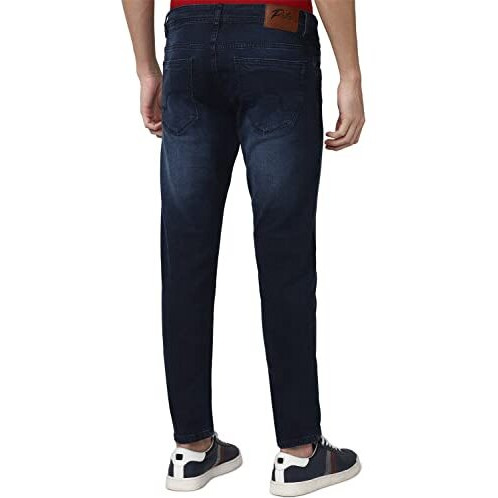 Peter England Men's Mid Wash Stretchable Jeans Dark Navy | Rise Style Mid Rise
