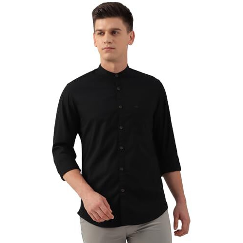 Peter England Men's Cotton Slim Fit Shirt (Pcsfsslp983429_Black, 40