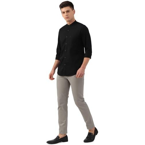 Peter England Men's Cotton Slim Fit Shirt (Pcsfsslp983429_Black, 40
