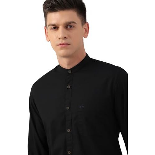 Peter England Men's Cotton Slim Fit Shirt (Pcsfsslp983429_Black, 40