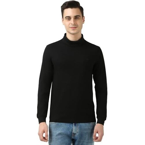 Peter England Men's Regular Fit T-Shirt (Pckcirgpv21363_Black