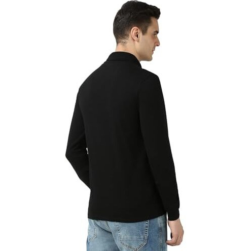 Peter England Men's Regular Fit T-Shirt (Pckcirgpv21363_Black
