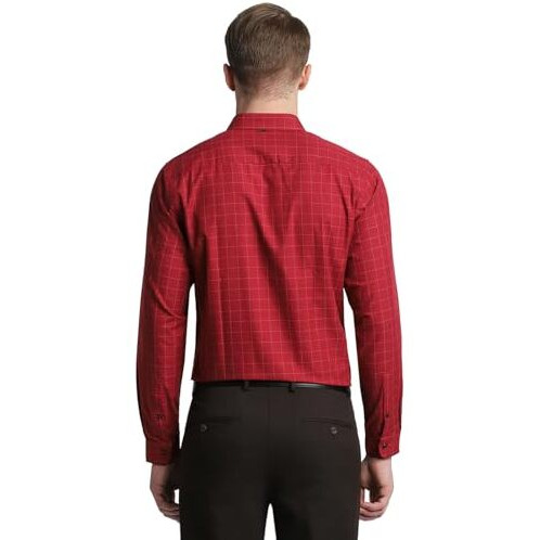 Peter England Men's Micro-Checkered Formal Slim Fit Full Sleeve Shirt
