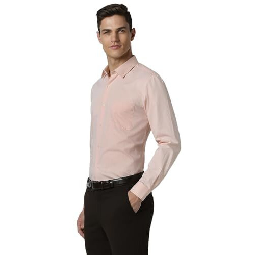 Peter England Men's Slim Fit Shirt (Pesfoslpi71351_Pink