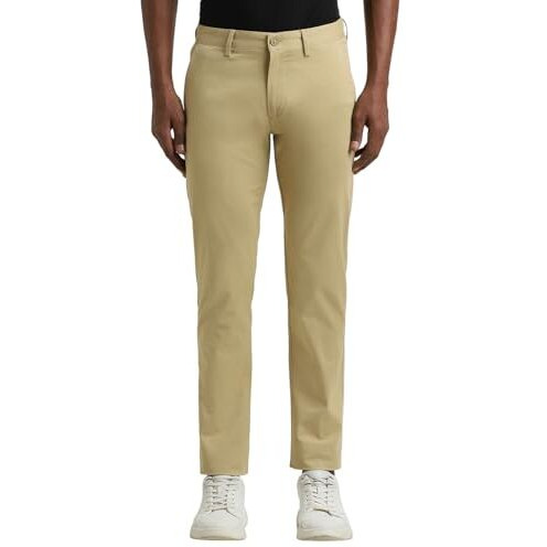 Peter England Men's Relaxed Casual Pants (Pctfsssfv62216_Size(86) Beige